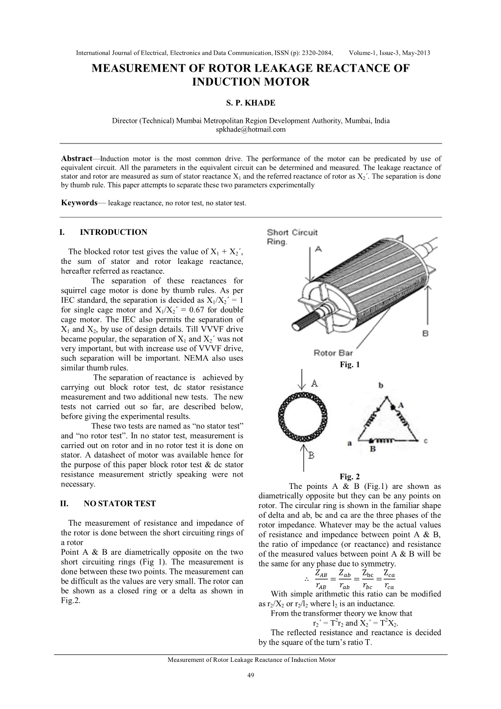 Measurement of Rotor Leakage Reactance of Induction Motor