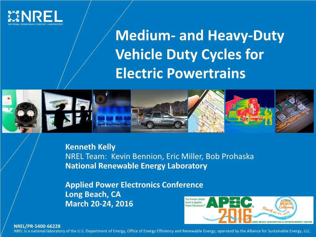 Medium- and Heavy-Duty Vehicle Duty Cycles for Electric Powertrains