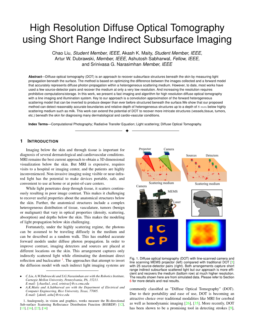 High Resolution Diffuse Optical Tomography Using Short Range Indirect Subsurface Imaging