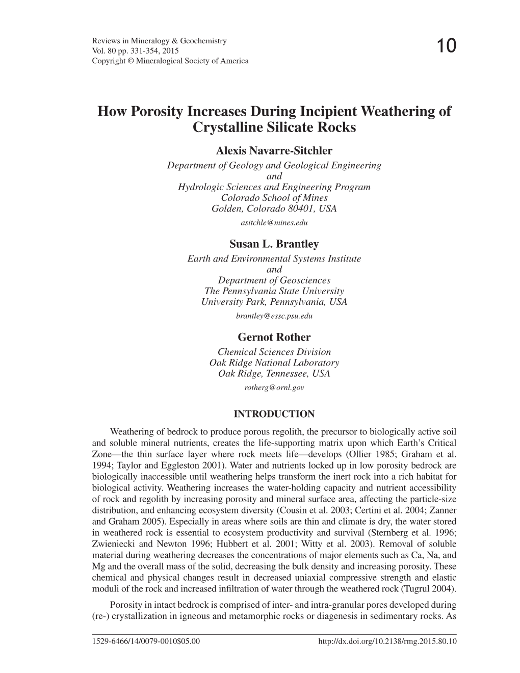 How Porosity Increases During Incipient Weathering of Crystalline