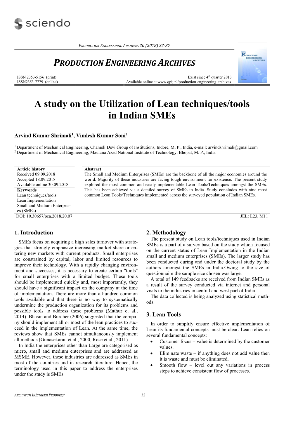 A Study on the Utilization of Lean Techniques/Tools in Indian Smes