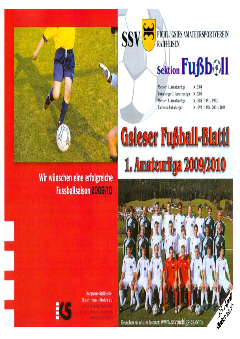 Gsieser Fussball-Blattl Vom 25. April Reischach .Pdf
