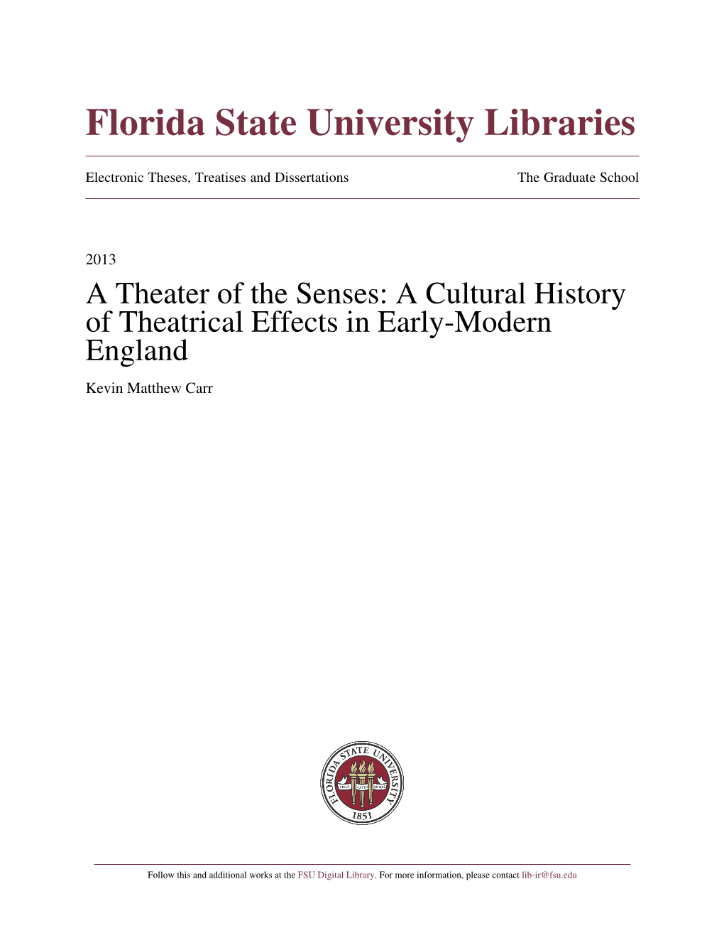 A Theater of the Senses: a Cultural History of Theatrical Effects in Early Modern England