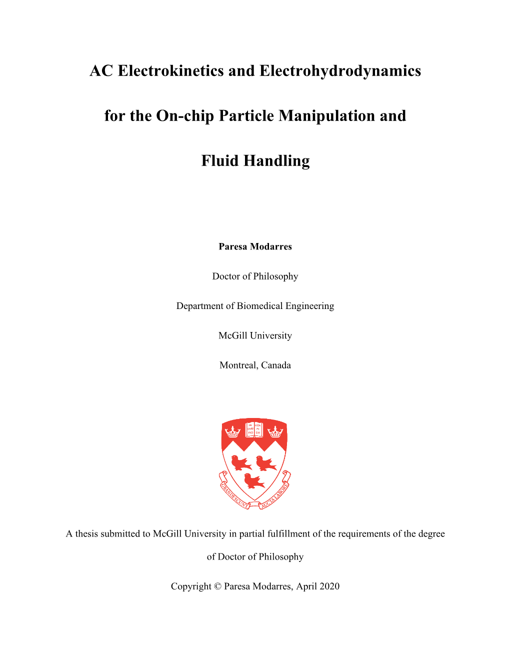 AC Electrokinetics and Electrohydrodynamics for the On