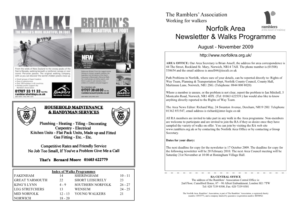 Norfolk Area Newsletter & Walks Programme