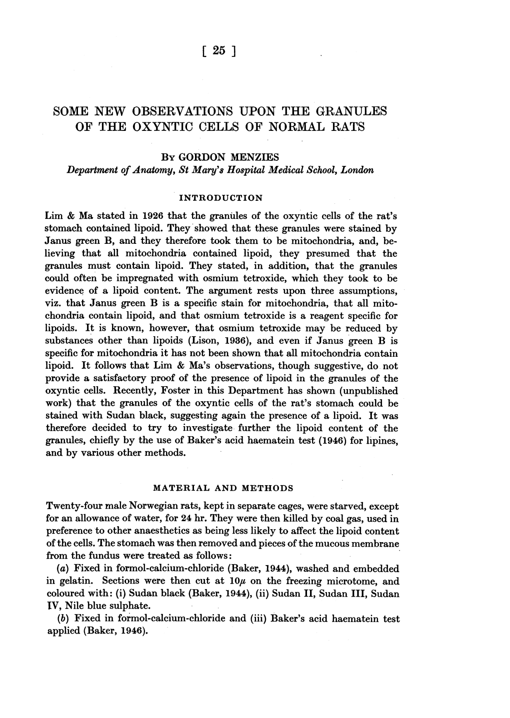 Some New Observations Upon the Granules of the Oxyntic Cells of Normal Rats