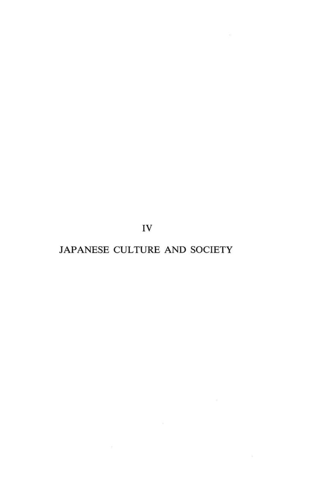 Iv Japanese Culture and Society