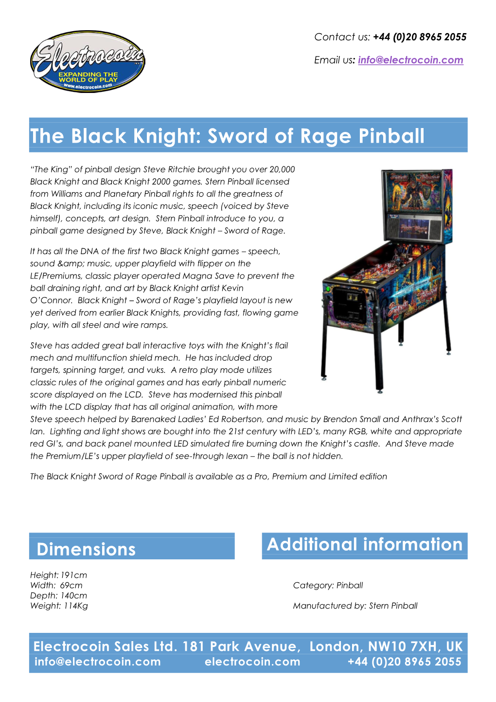 The Black Knight: Sword of Rage Pinball