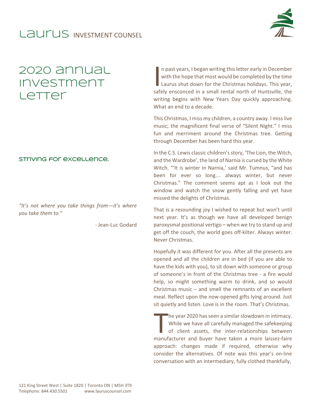 2020 Annual Investment Letter