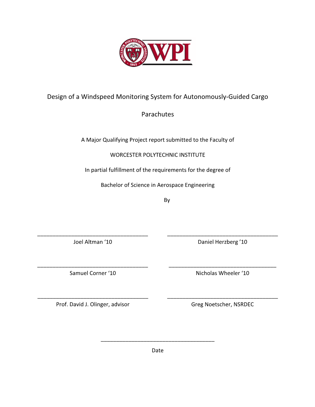 Design of a Windspeed Monitoring System for Autonomously-Guided Cargo