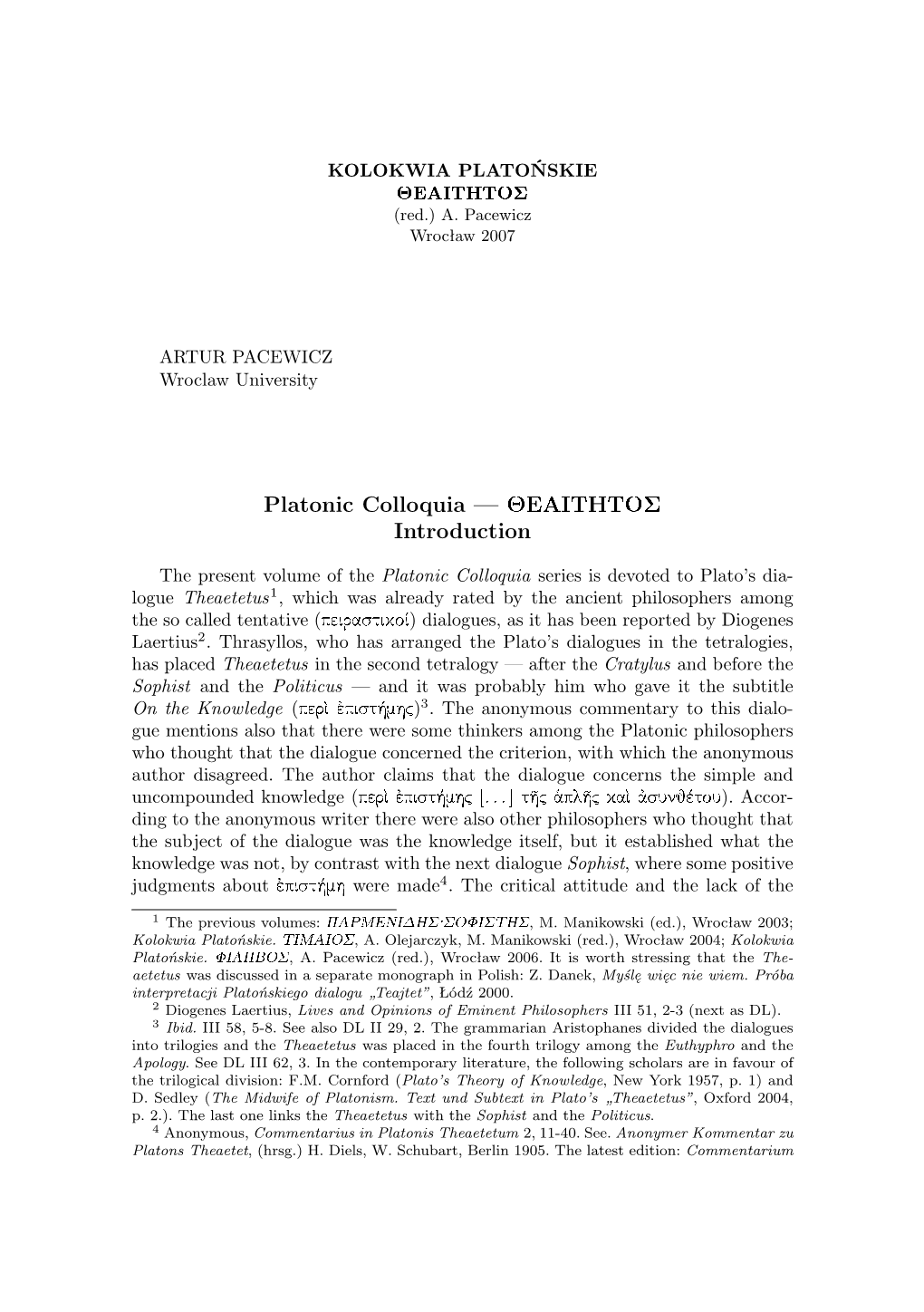 Platonic Colloquia — JEAITHTOS Introduction