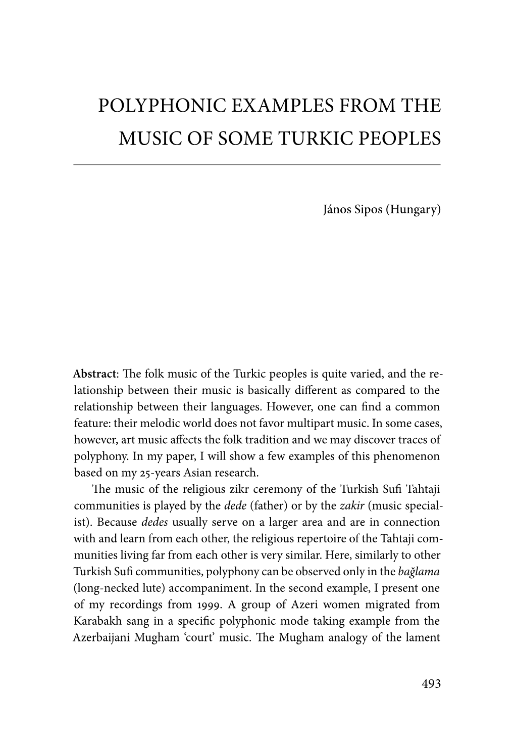 Polyphonic Examples from the Music of Some Turkic Peoples
