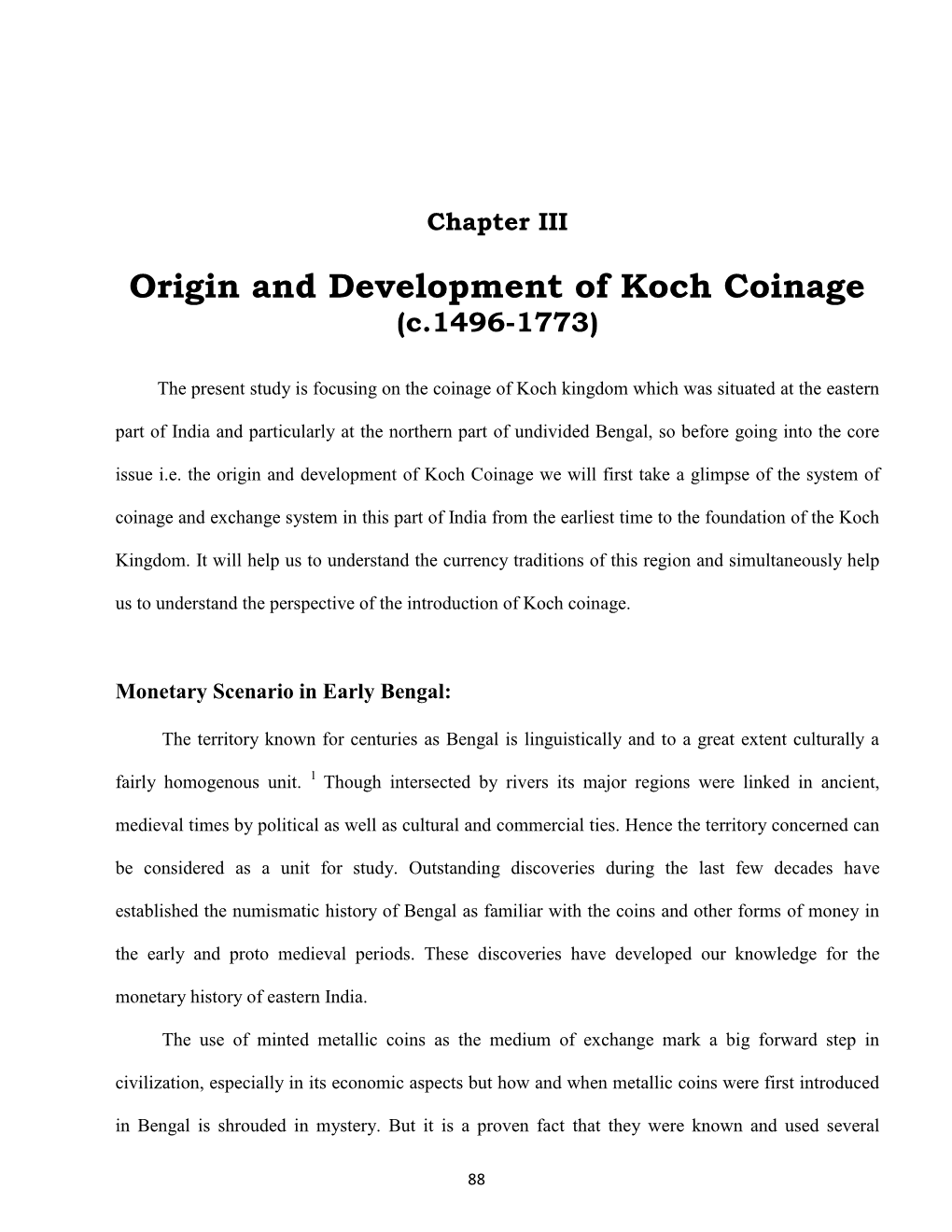 Origin and Development of Koch Coinage (C.1496-1773)