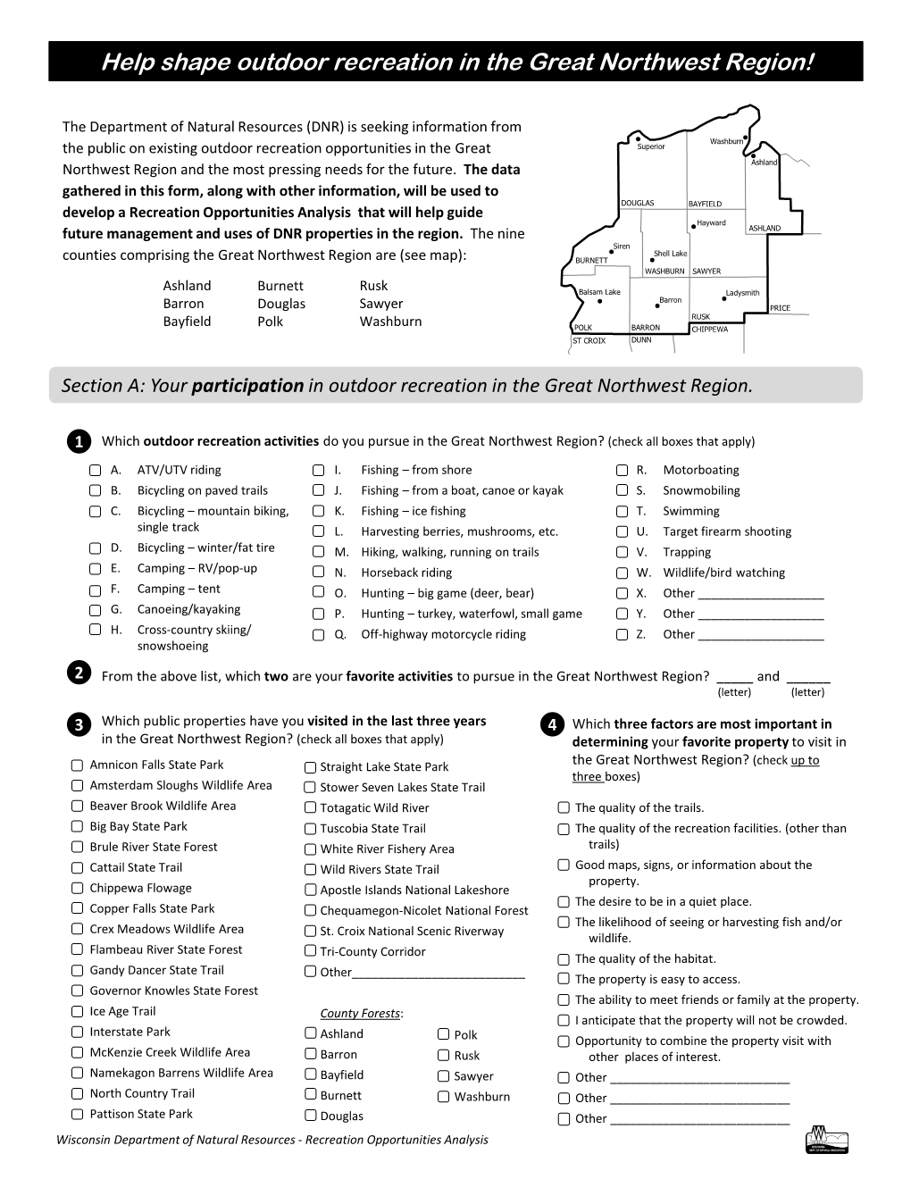 Help Shape Outdoor Recreation in the Great Northwest Region!