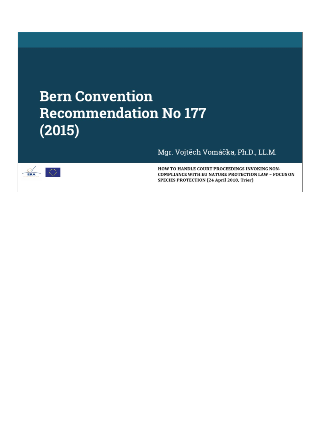 Bern Convention Recommendation No 177 (2015)