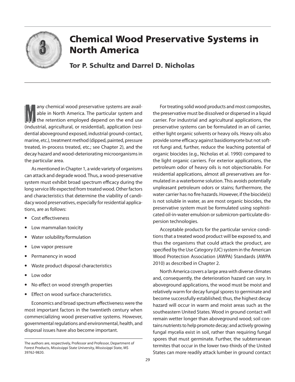 Chemical Wood Preservative Systems in North America Tor P