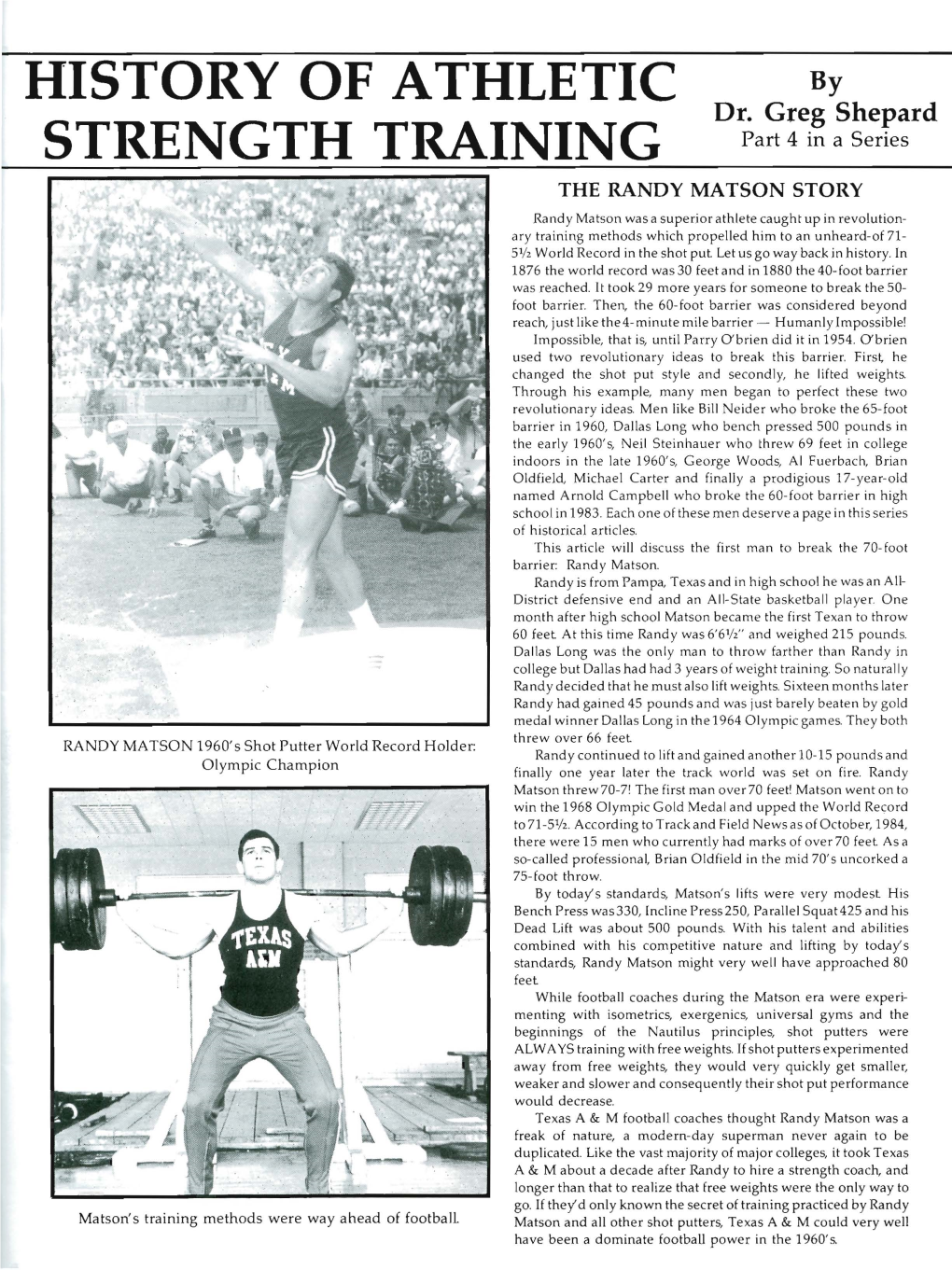 History of Athletic Strength Training