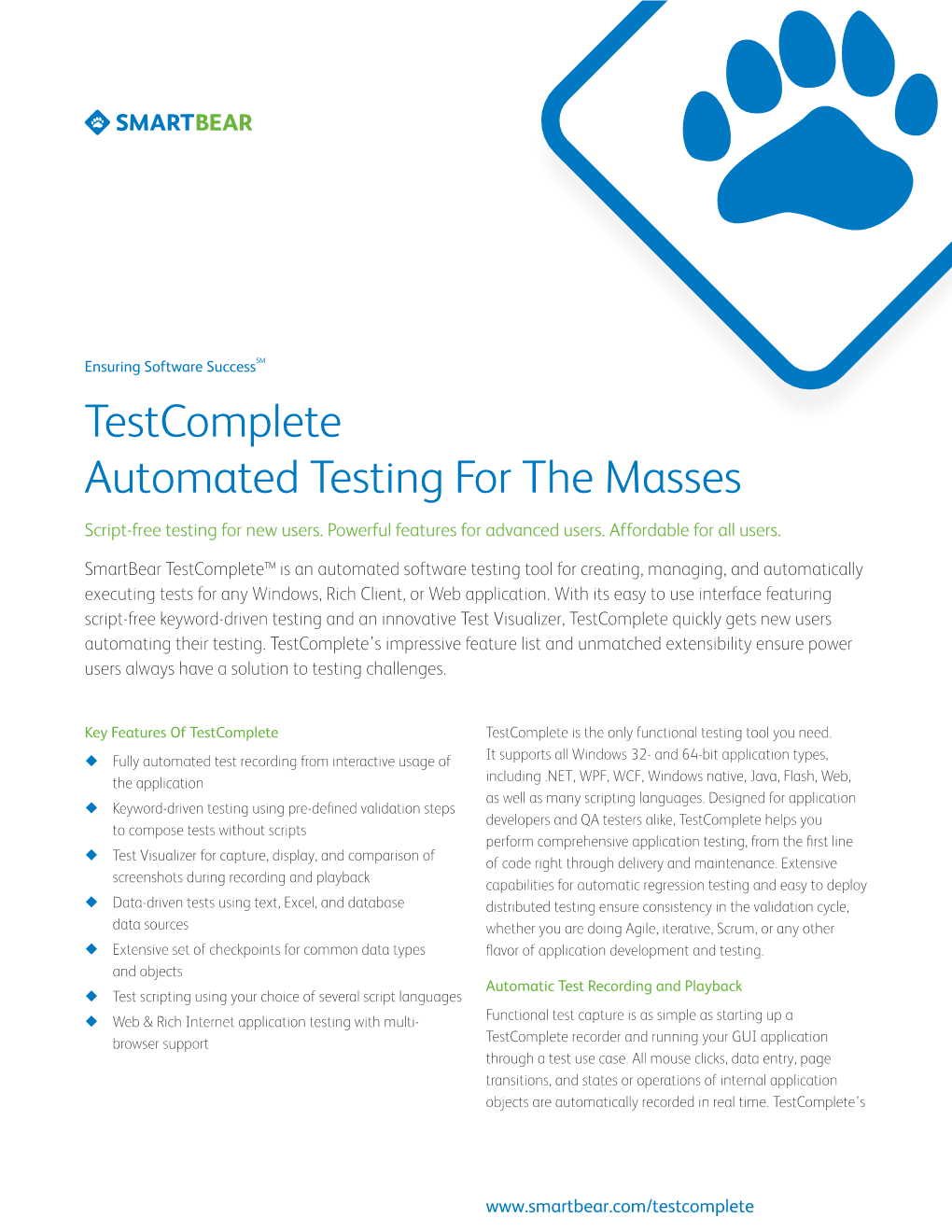 Testcomplete Automated Testing for the Masses Script-Free Testing for New Users