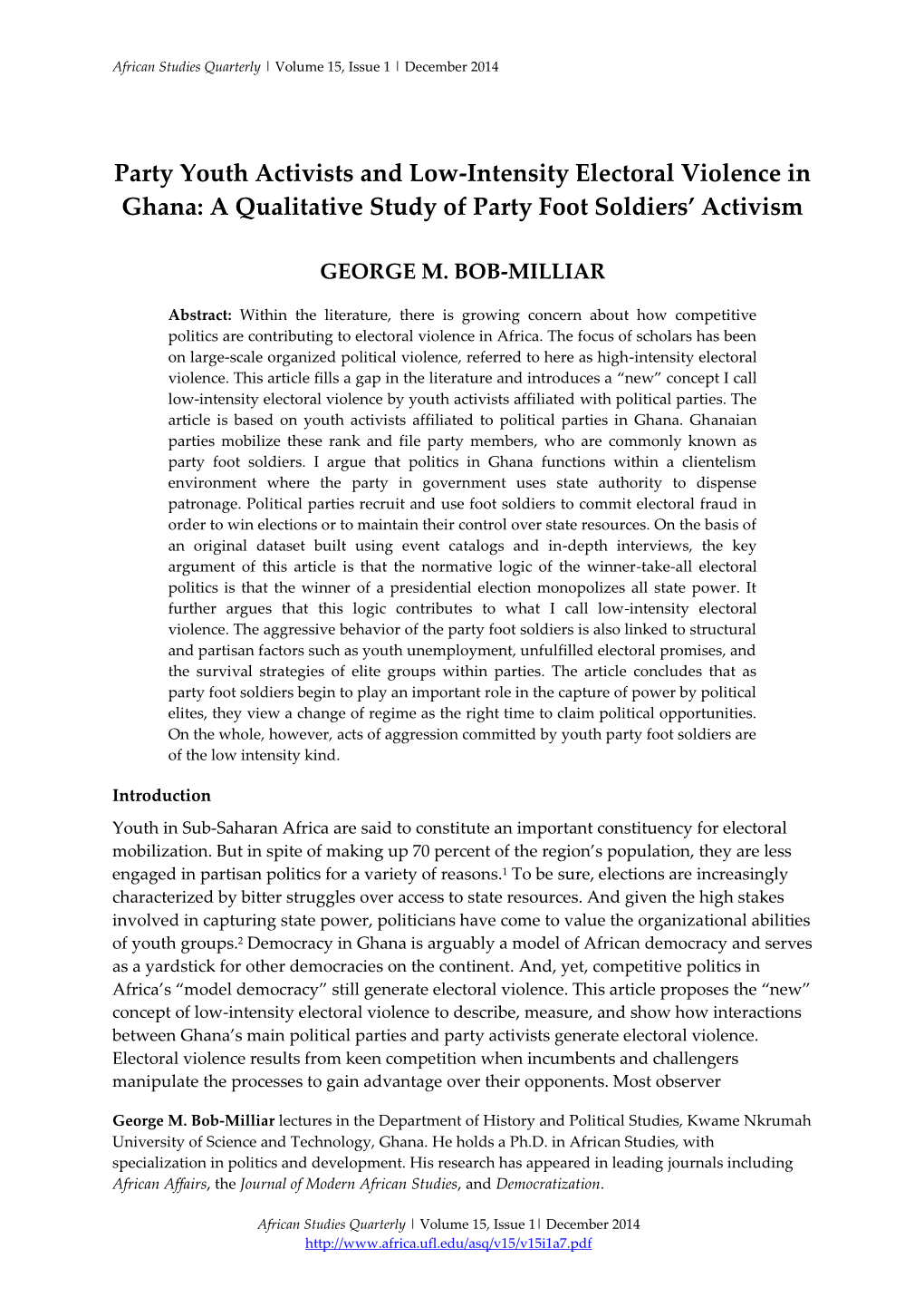 Party Youth Activists and Low-Intensity Electoral Violence in Ghana: a Qualitative Study of Party Foot Soldiers’ Activism