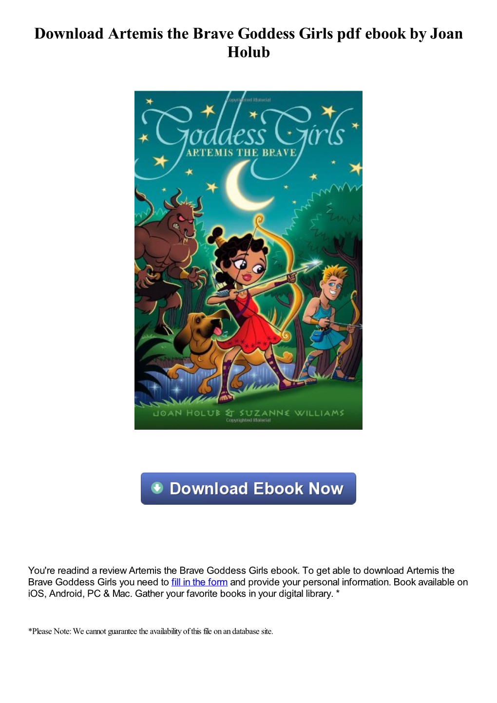 Download Artemis the Brave Goddess Girls Pdf Book by Joan Holub