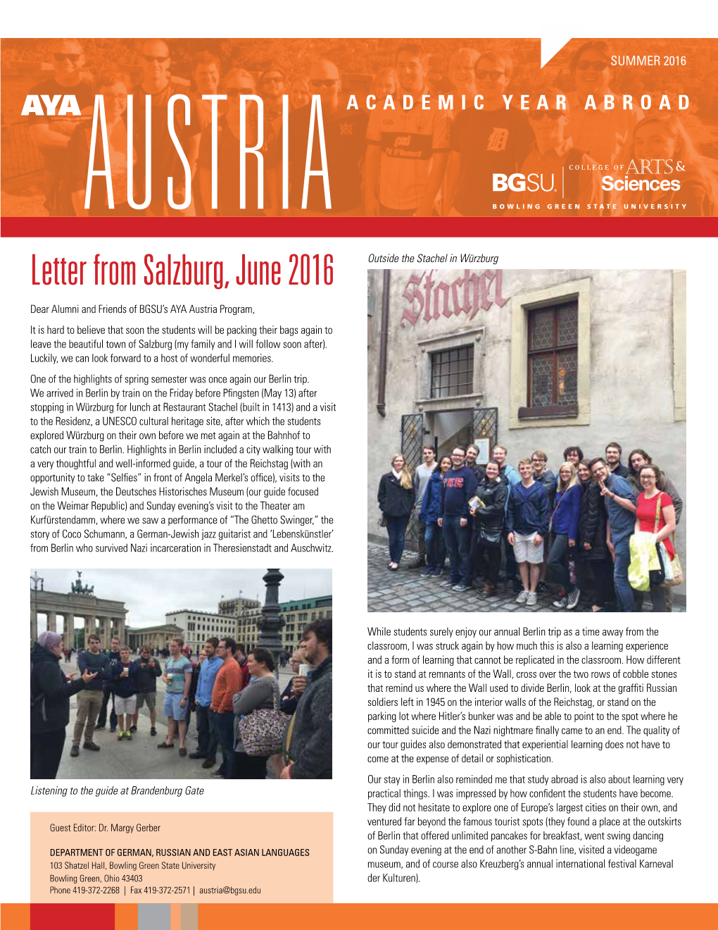 Letter from Salzburg, June 2016 Outside the Stachel in Würzburg