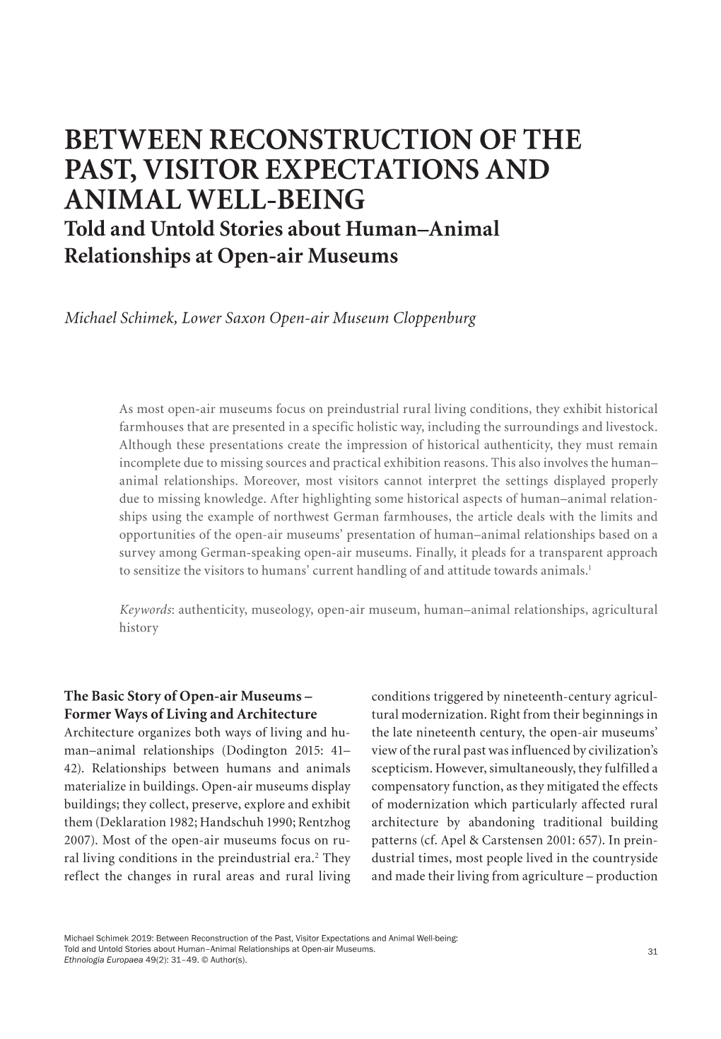 Between Reconstruction of the Past, Visitor Expectations and Animal Well-Being: Told and Untold Stories About Human–Animal Relationships at Open-Air Museums