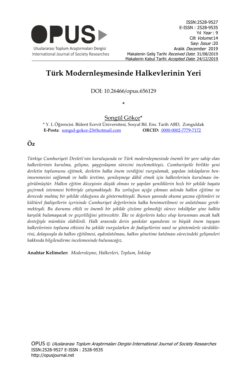 Türk Modernleşmesinde Halkevlerinin Yeri