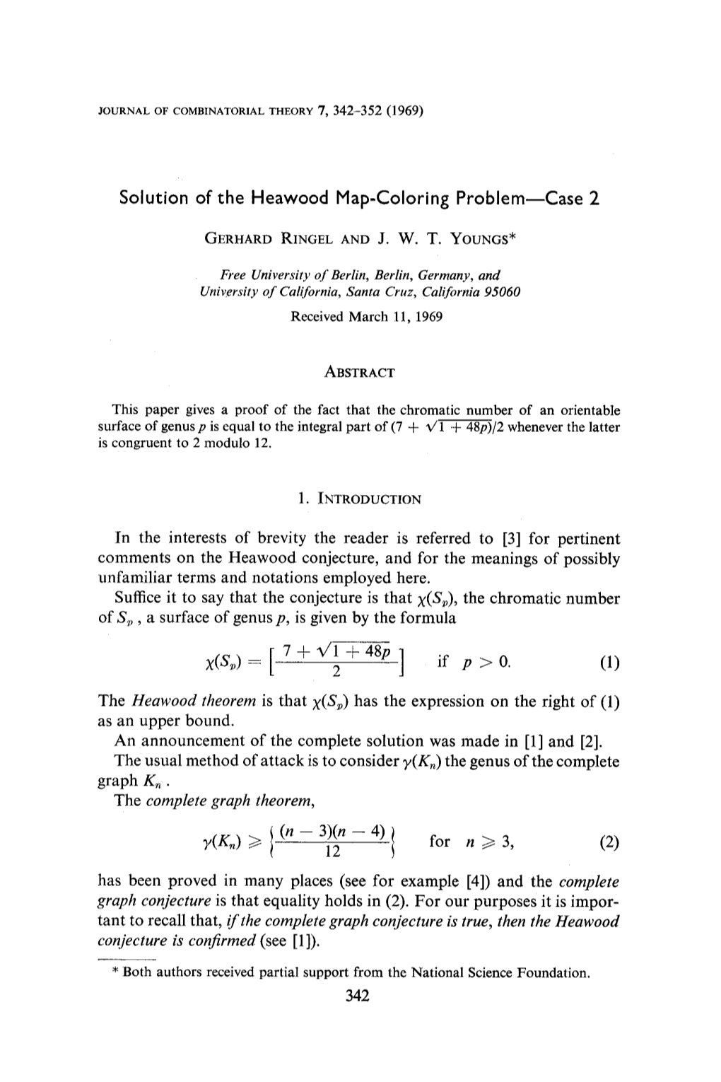 Solution of the Heawood Map-Coloring Problemmcase 2