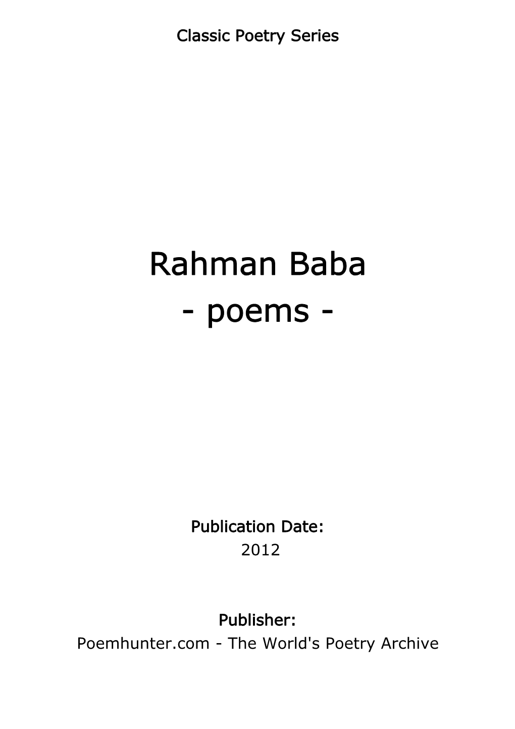 Rahman Baba - Poems