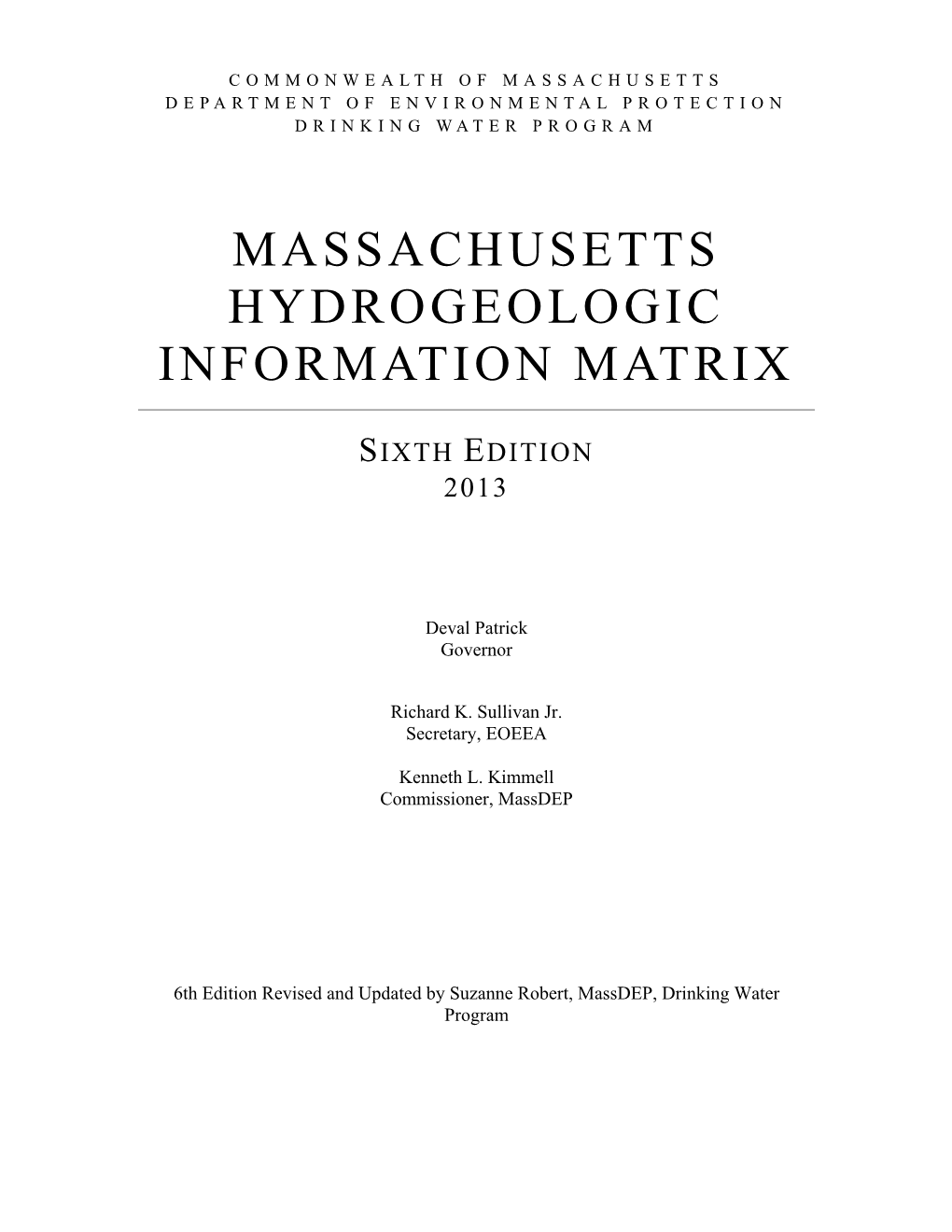 Mass Hydrogeologic Information Matrix