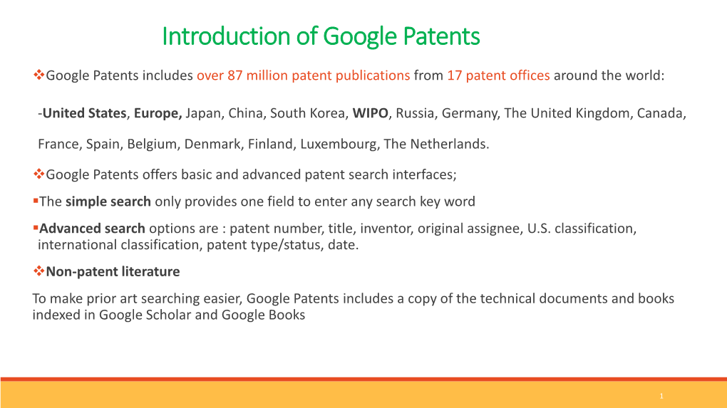 Introduction of Google Patents