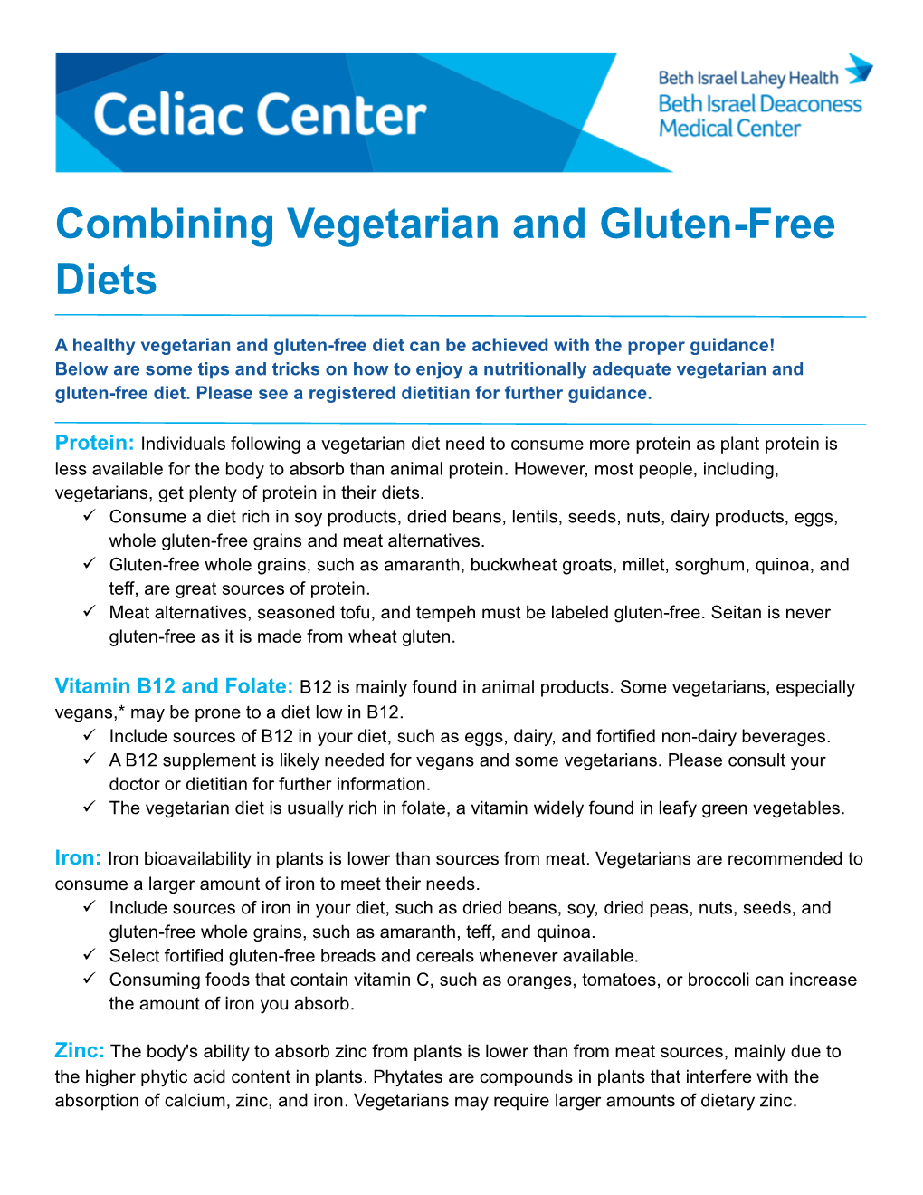 Combining Vegetarian and Gluten-Free Diets