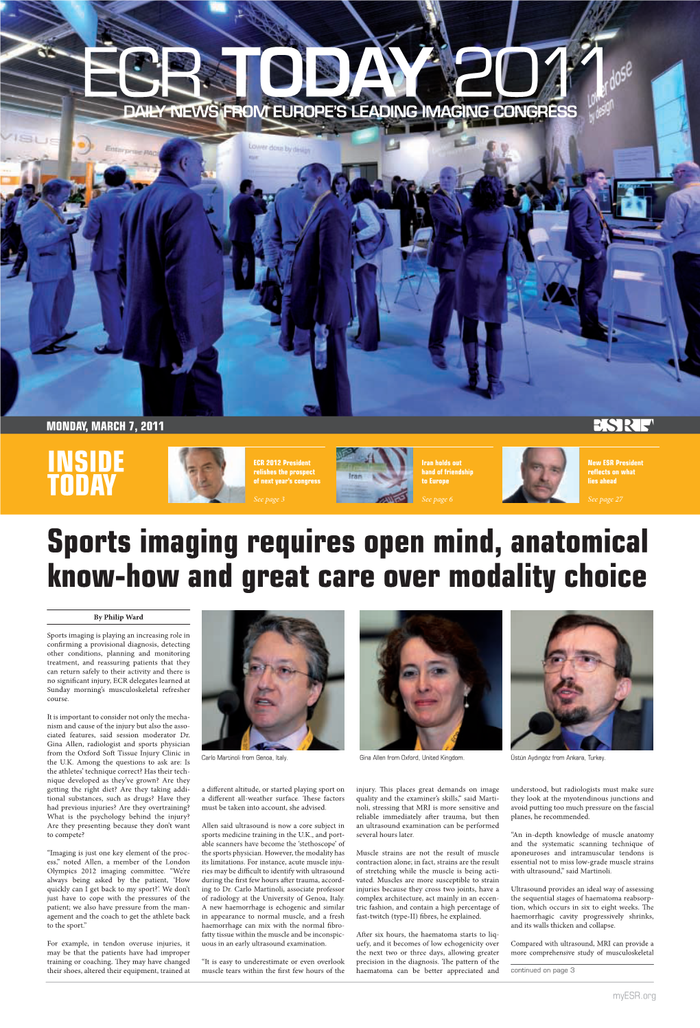 Sports Imaging Requires Open Mind, Anatomical Know-How and Great Care Over Modality Choice