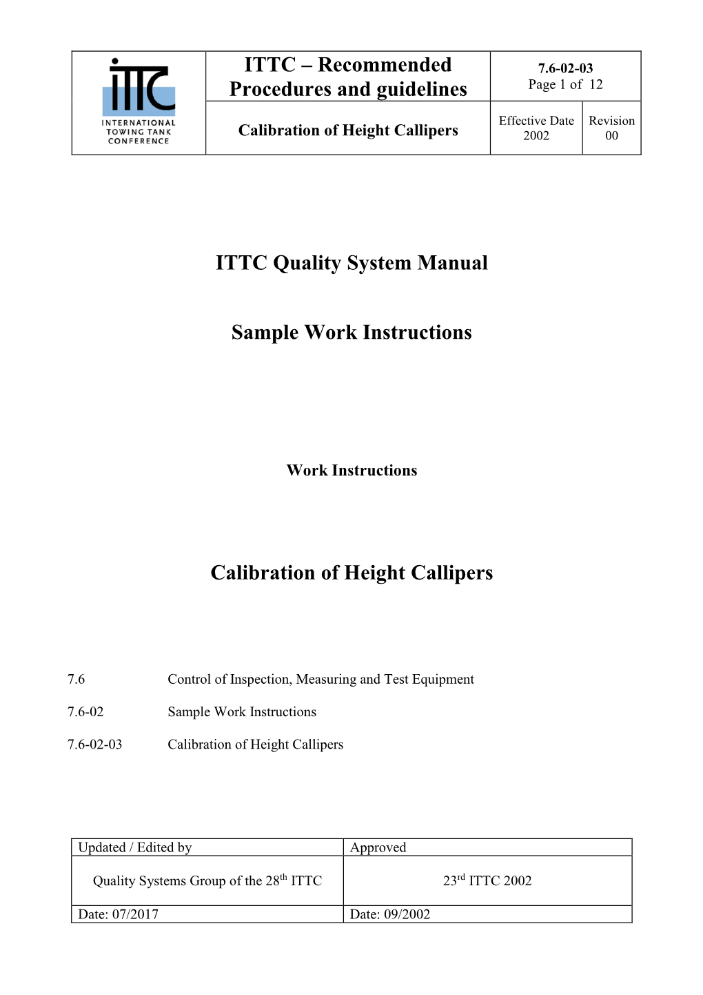 Verification Regulation of Steel Ruler