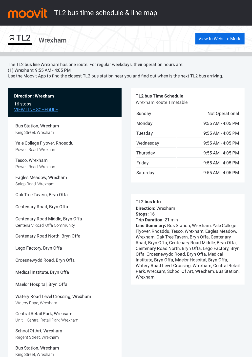 TL2 Bus Time Schedule & Line Route