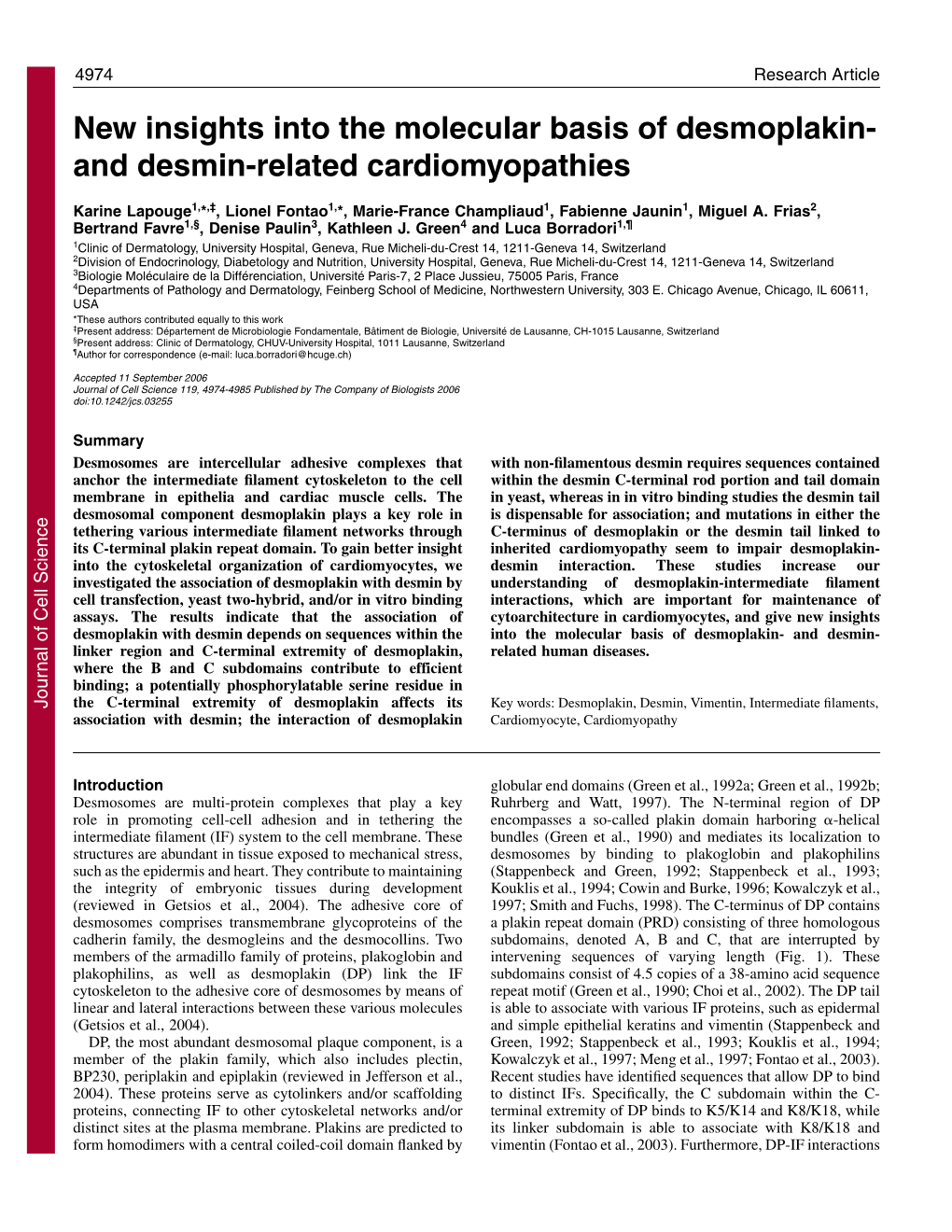 New Insights Into the Molecular Basis of Desmoplakin- and Desmin-Related Cardiomyopathies