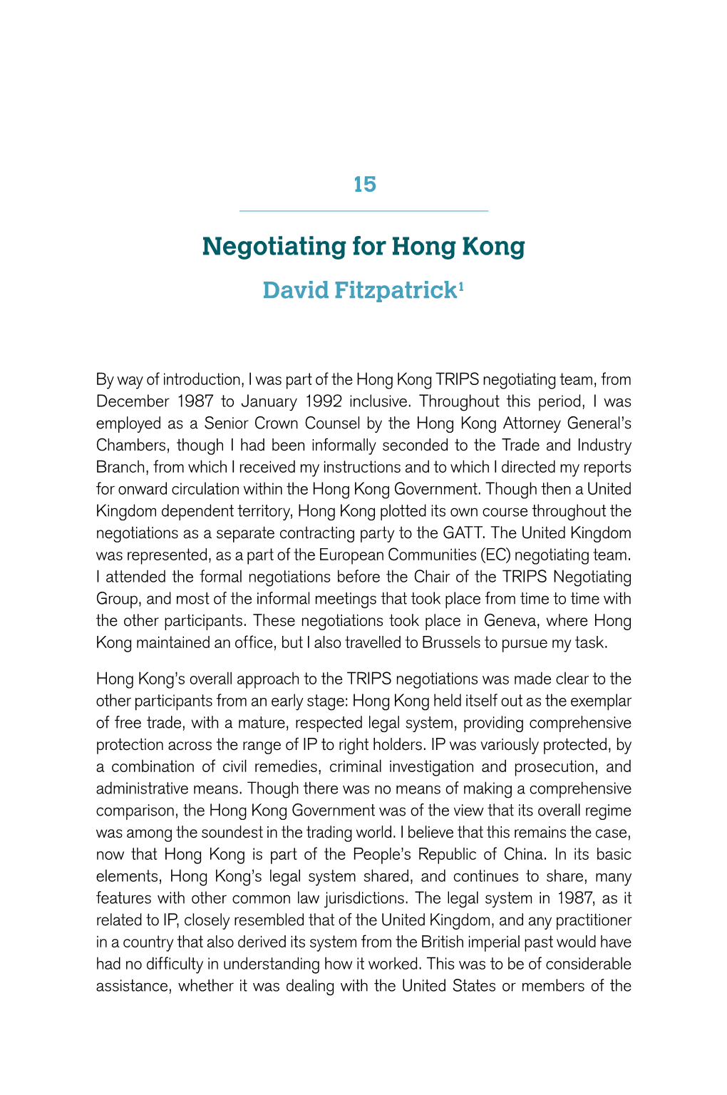 Negotiating for Hong Kong David Fitzpatrick1