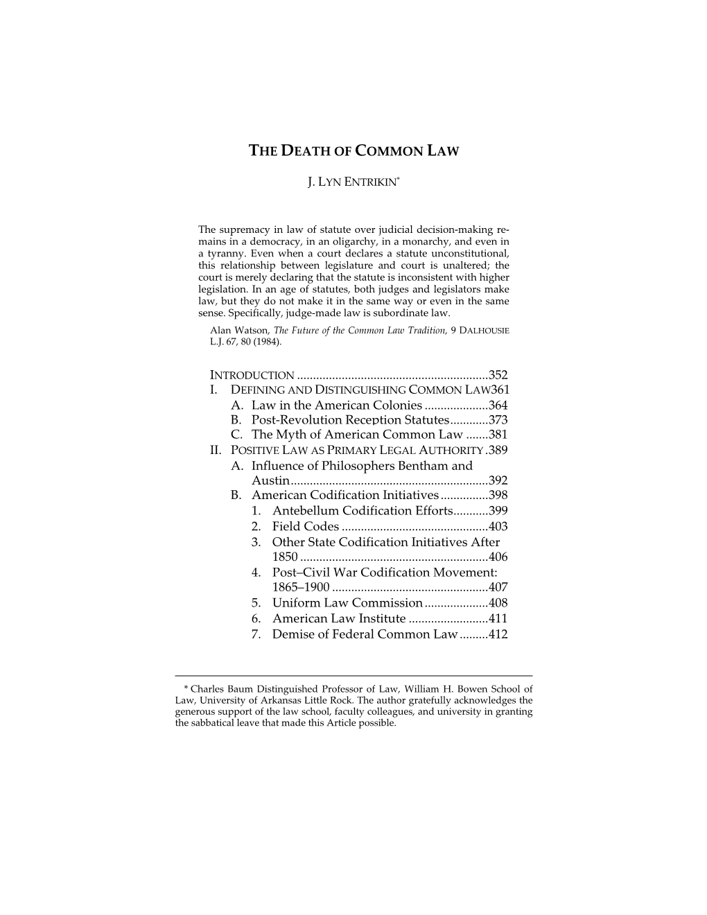 The Death of Common Law