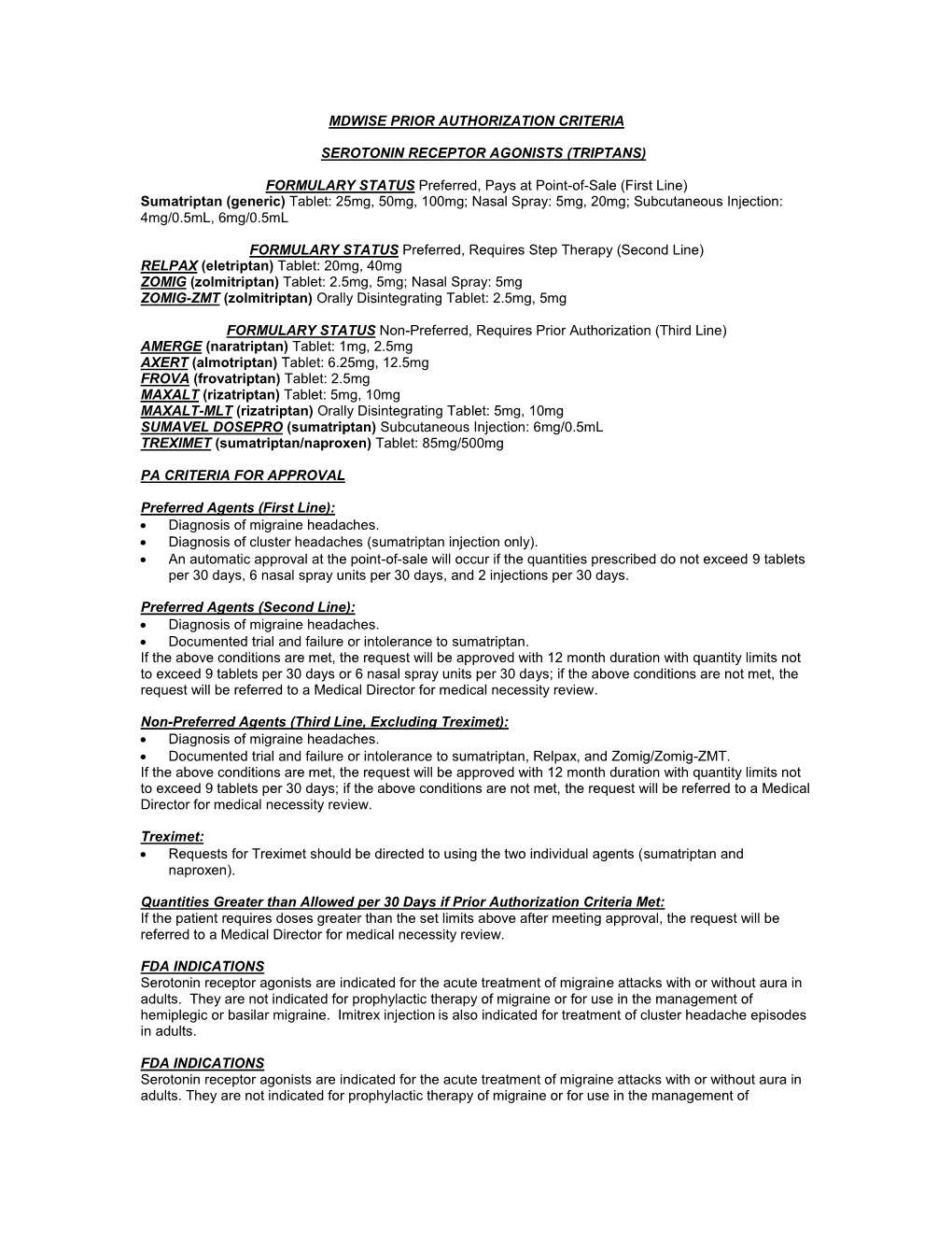 Mdwise Prior Authorization Criteria