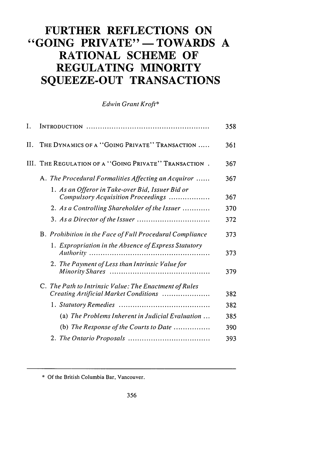 Rational Scheme of Regulating Minority Squeeze-Out Transactions