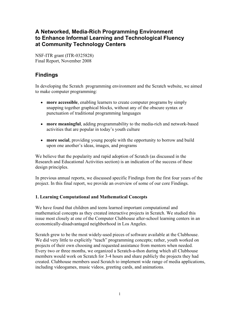 A Networked, Media-Rich Programming Environment to Enhance Informal Learning and Technological Fluency at Community Technology Centers