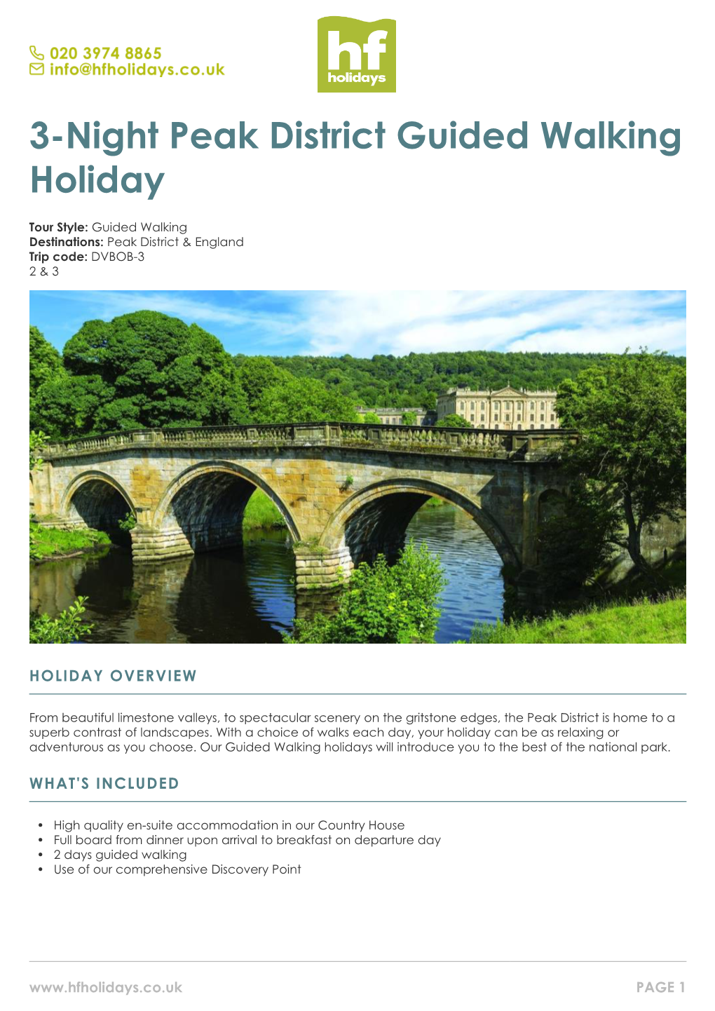 3-Night Peak District Guided Walking Holiday