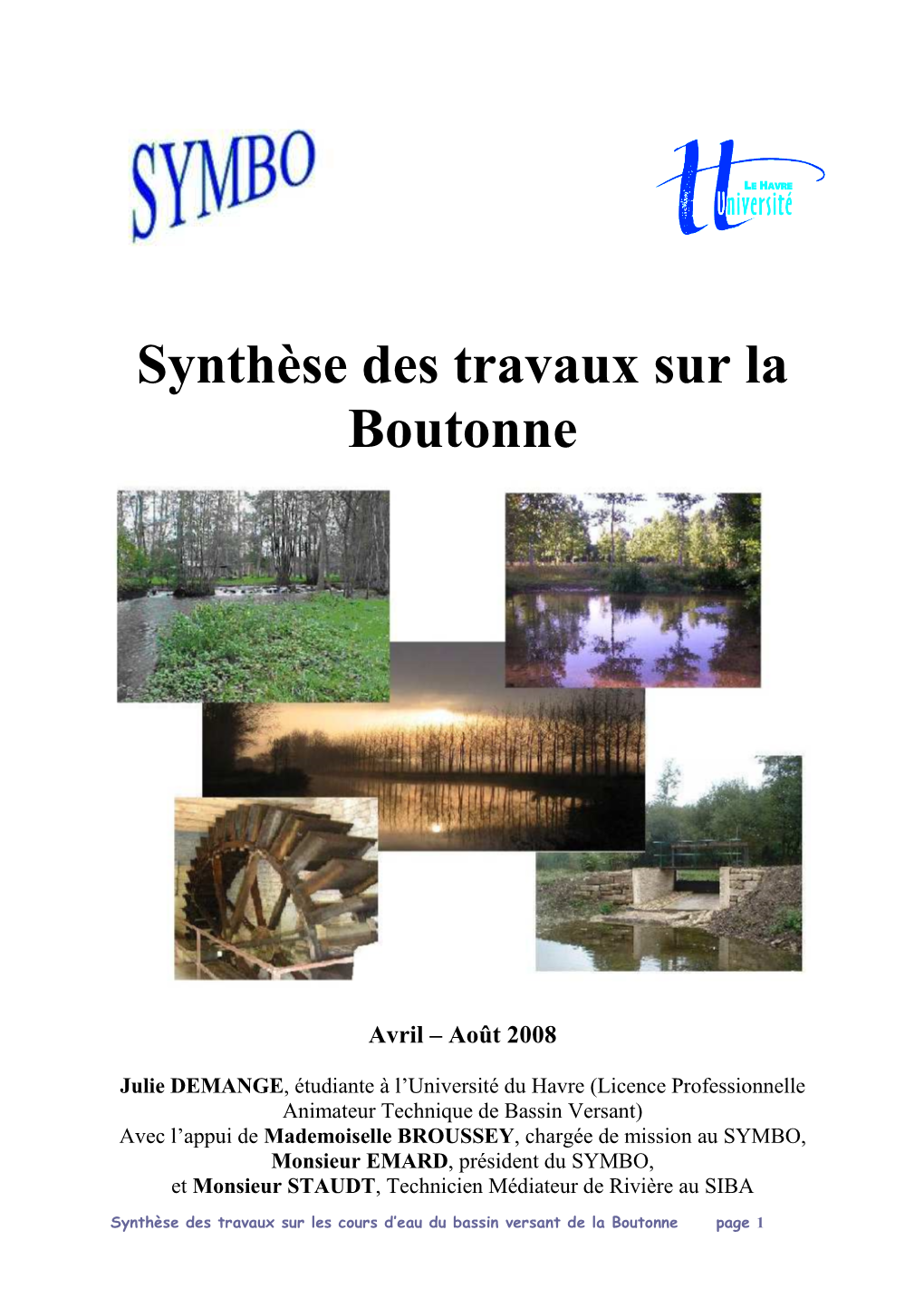 Synthèse Des Travaux Sur La Boutonne