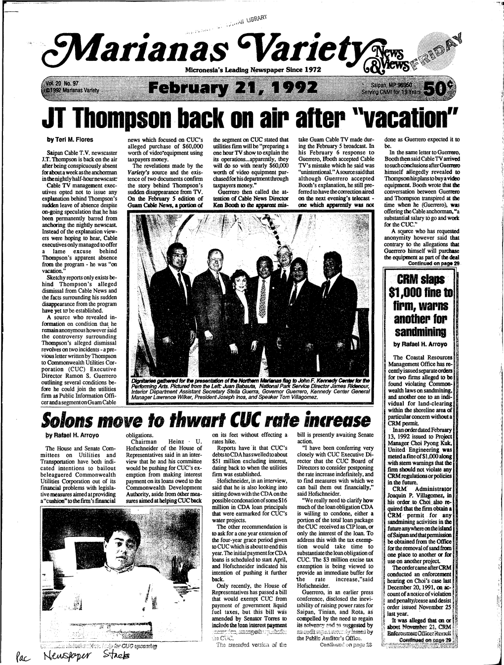 JT Thompson Back on Air After "Vacation" by Teri M