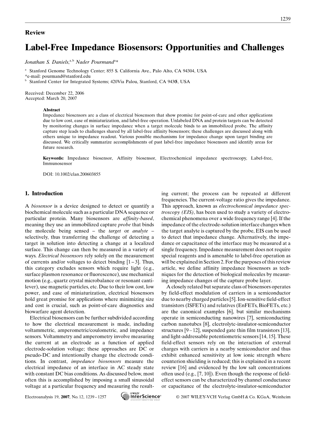 Label-Free Impedance Biosensors: Opportunities and Challenges