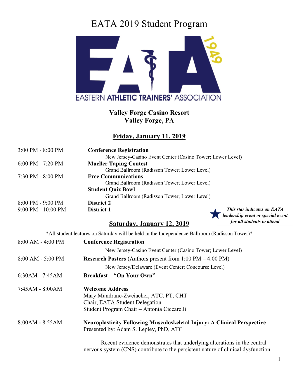 EATA 2019 Student Program