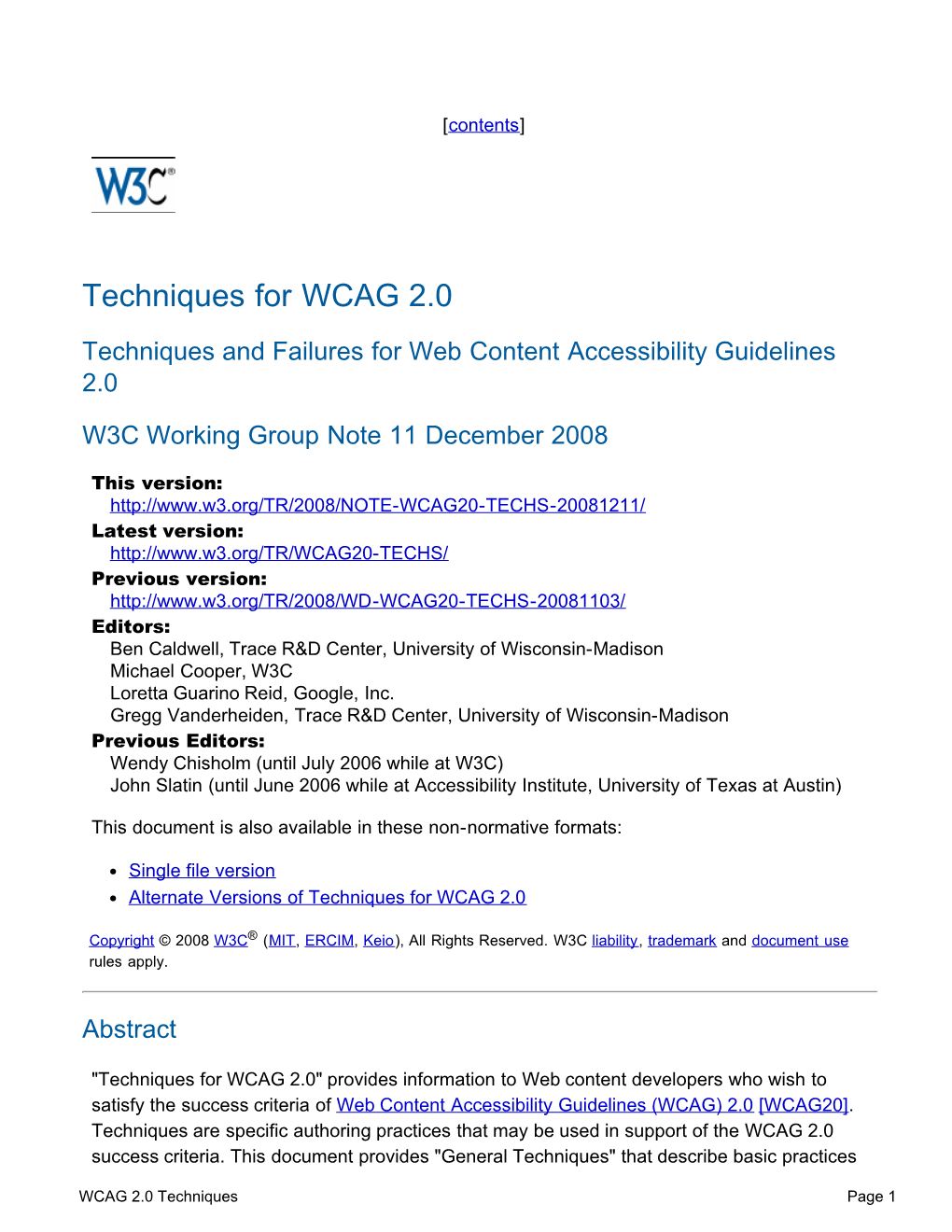 Techniques for WCAG 2.0
