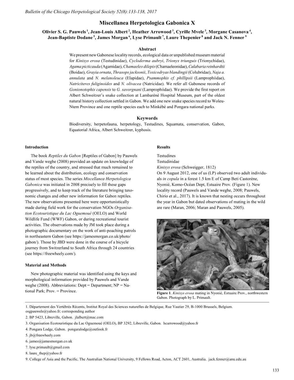 Miscellanea Herpetologica Gabonica X. Bulletin of the Chicago