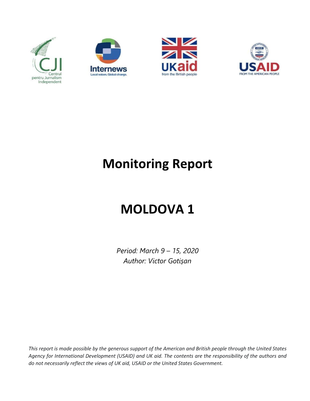 Monitoring Report MOLDOVA 1