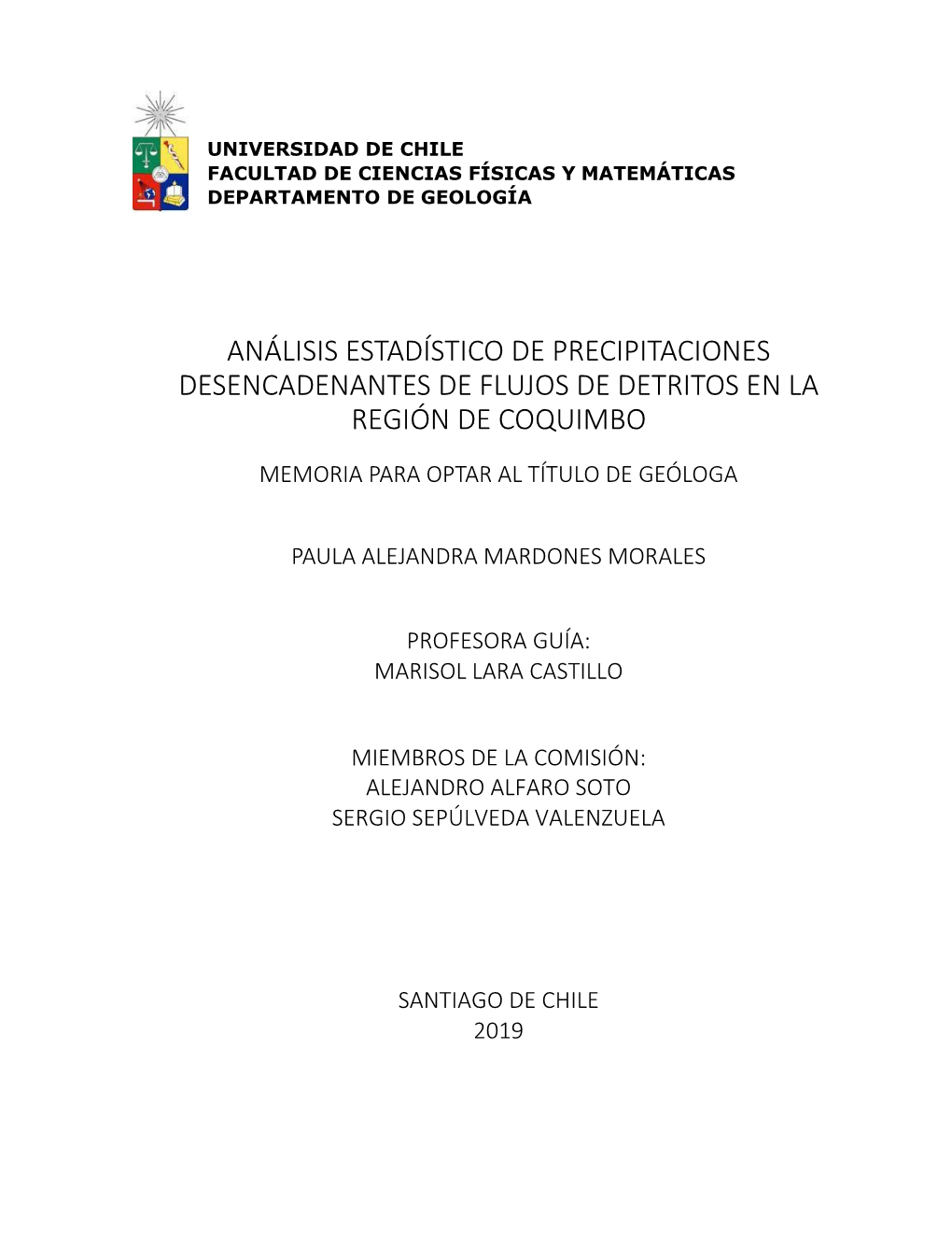 Análisis Estadístico De Precipitaciones Desencadenantes De Flujos De Detritos En La Región De Coquimbo